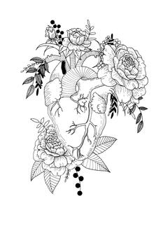 Floral Anatomical Heart